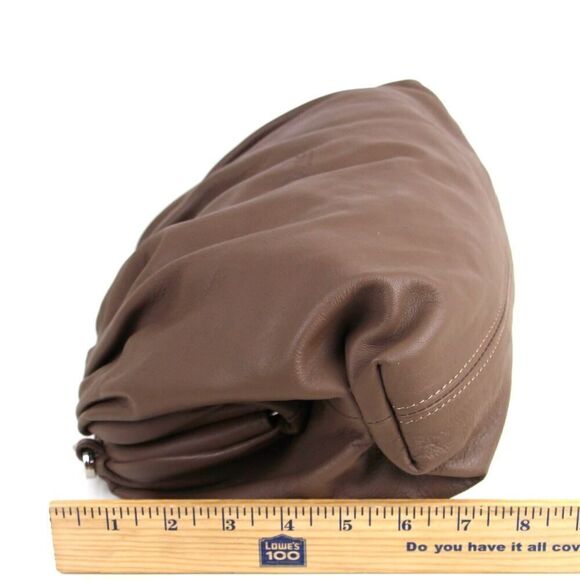 Unica Firenze BROWN GENUINE LEATHER FRAME XBODY CHAIN SHOULDER BAG HANDBAG PURSE - Picture 11 of 16